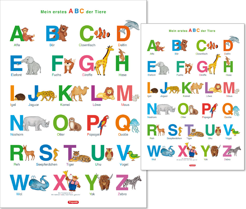 Fragenbär Lernposter, Das ABC mit Groß und Kleinbuchstaben, Buchstaben von AZ, Zahlen von 1